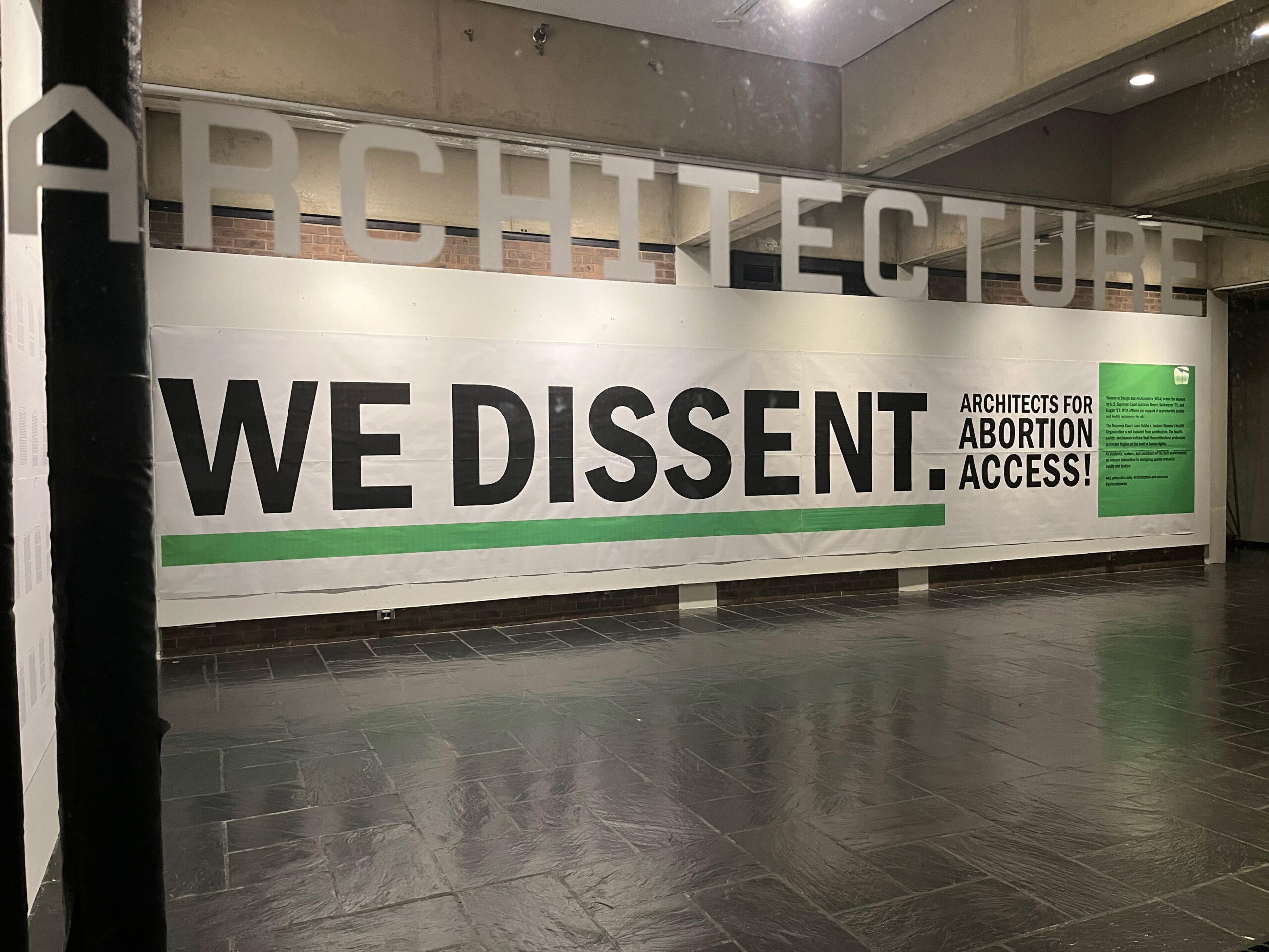 Big text reads "We Dissent Architects for Abortion Access!"